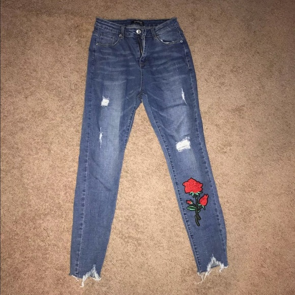 Forever 21 Denim - Vintage rose embroidered distressed jeans